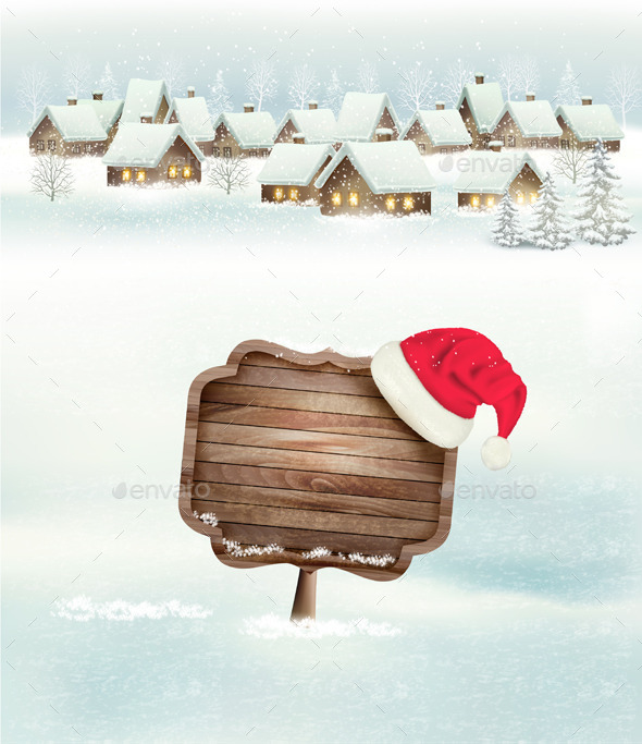 GraphicRiver Winter Holiday Christmas Background with a Village 9840415 GraphicRiver Winter Holiday Christmas Background with a Village 9840415