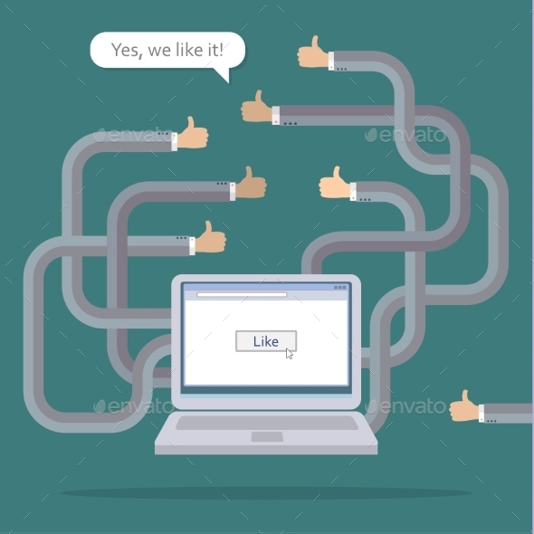 GraphicRiver Many Armed Laptop on Green 9840644 GraphicRiver Many Armed Laptop on Green 9840644