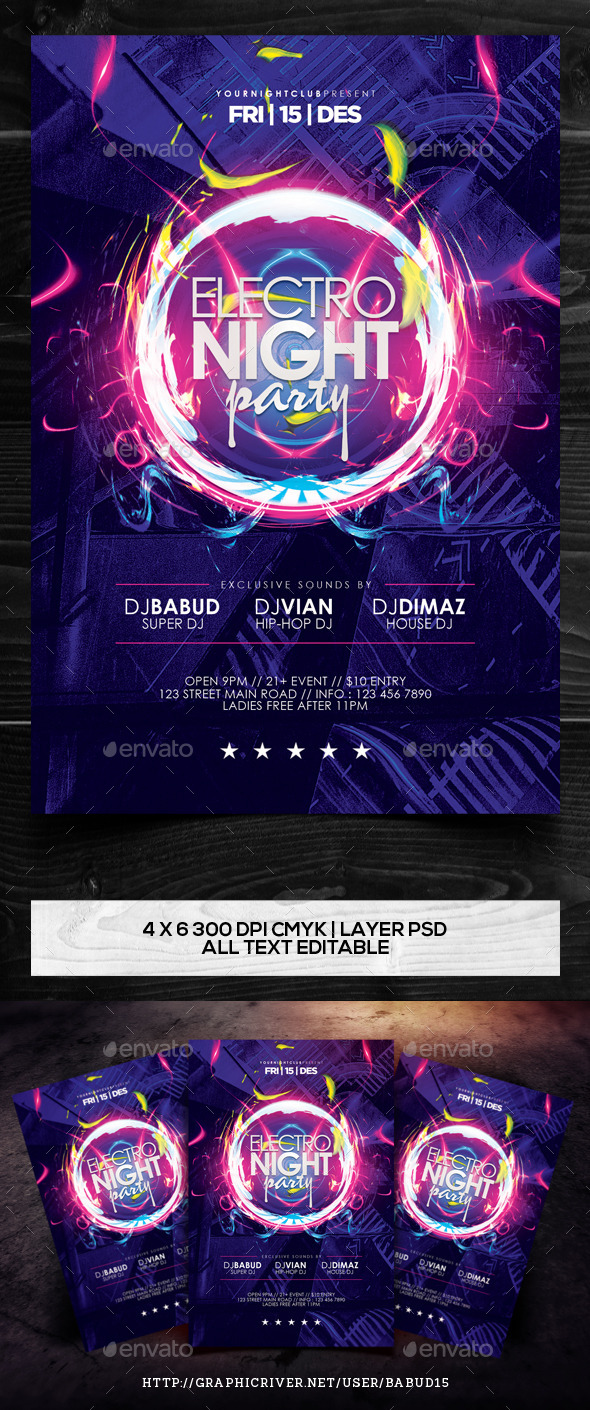 Electro Night Party Flyer Template Vol 2 Electro Night Party Flyer Template Vol 2