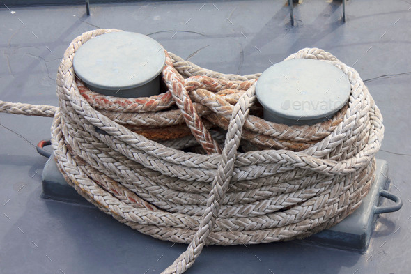 Laid ropes on a nautical vessel - mooring line (Misc) Photo Download