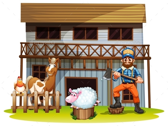 GraphicRiver Animals and Lumberjack 9841767 GraphicRiver Animals and Lumberjack 9841767