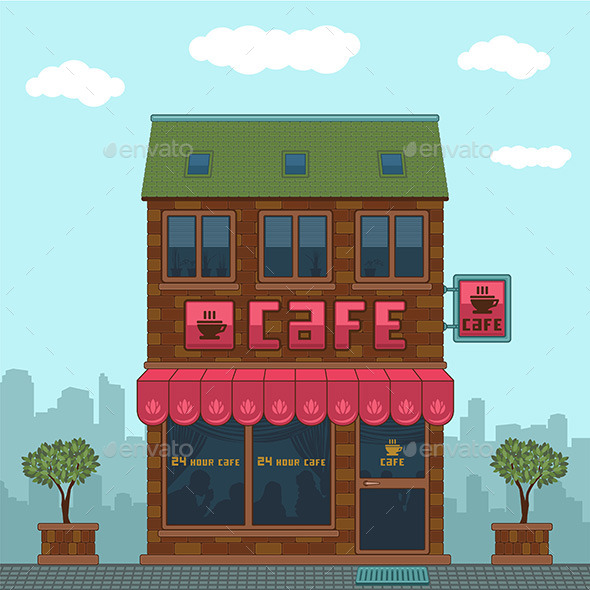 GraphicRiver Facade of a Cafe 9843608 GraphicRiver Facade of a Cafe 9843608