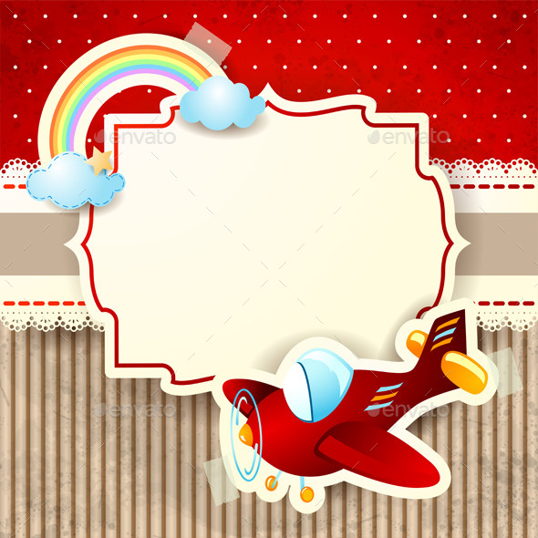 GraphicRiver Airplane and Label on Cardboard Background 9843804 GraphicRiver Airplane and Label on Cardboard Background 9843804
