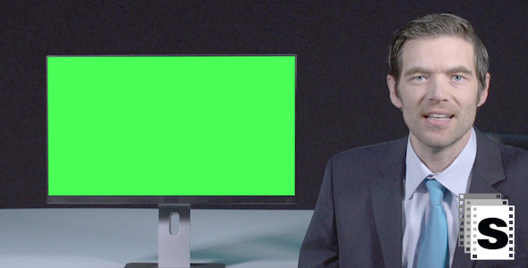 Male Presenter With Green Screen Male Presenter With Green Screen