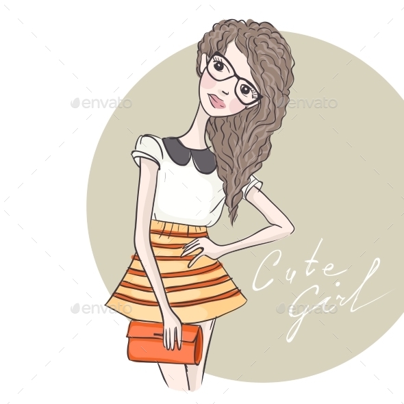 GraphicRiver Hipster Fashion Girl 9845704 GraphicRiver Hipster Fashion Girl 9845704