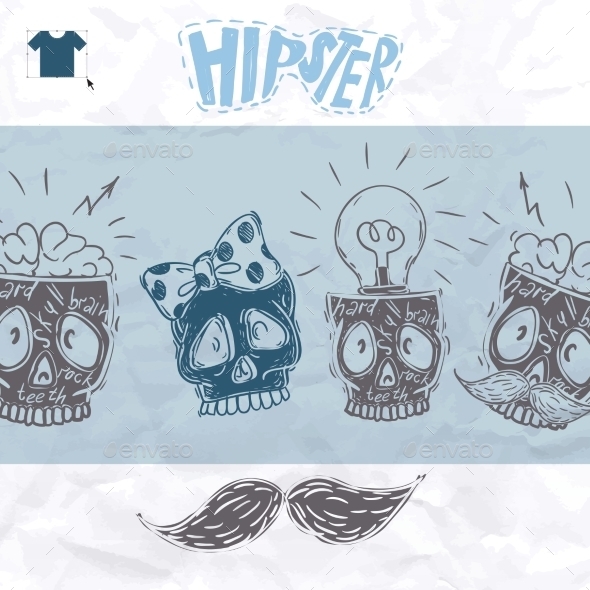 GraphicRiver Hipster Skull Background 9845949 GraphicRiver Hipster Skull Background 9845949