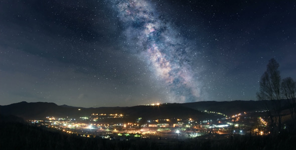 Milky Way Over Mountain Town Milky Way Over Mountain Town