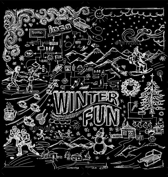 GraphicRiver Winter Fun Sketch Background 9847794 GraphicRiver Winter Fun Sketch Background 9847794