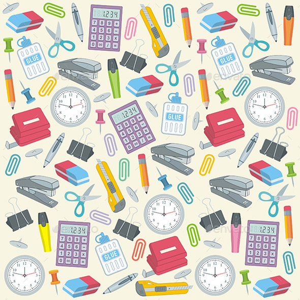 GraphicRiver Office Supplies Seamless Background 9849992 GraphicRiver Office Supplies Seamless Background 9849992
