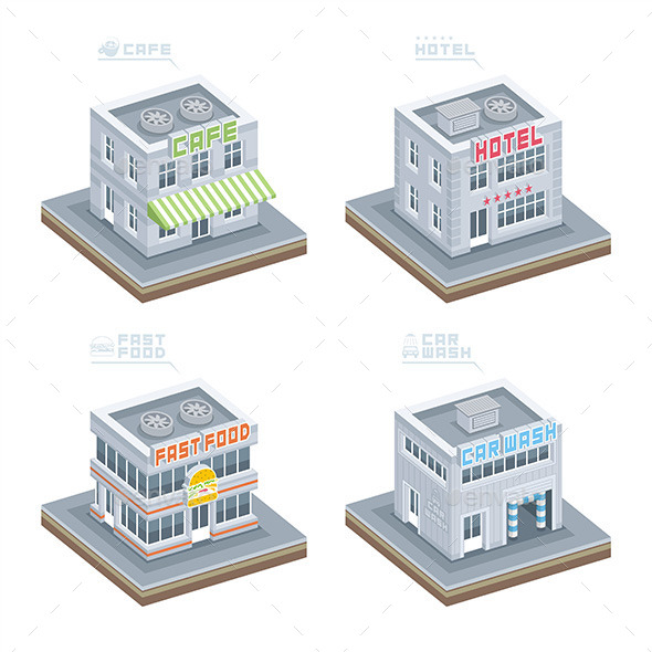 GraphicRiver Set of Isometric Buildings 9850065 GraphicRiver Set of Isometric Buildings 9850065