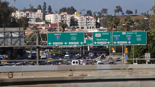 Traffic On Freeway In Downtown Los Angeles 2 Traffic On Freeway In Downtown Los Angeles 2
