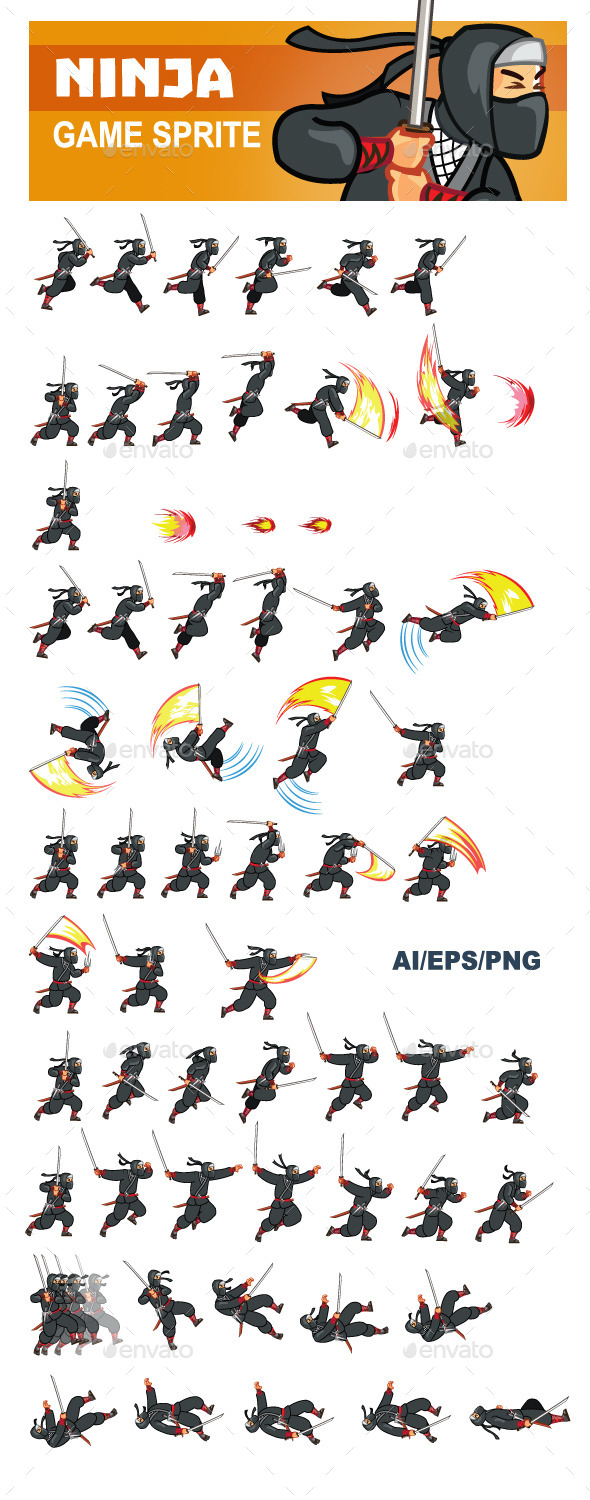 GraphicRiver Ninja Game Sprite 9852301 GraphicRiver Ninja Game Sprite 9852301