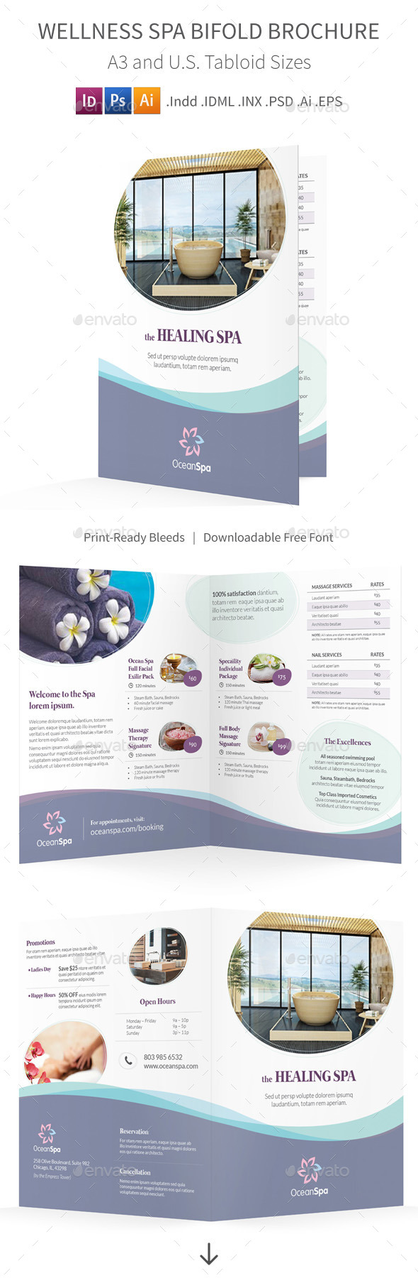 Wellness Spa Bifold / Halffold Brochure (Informational)