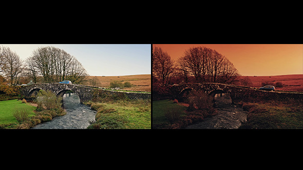 Car Passes Over Bridge At Sunset Car Passes Over Bridge At Sunset