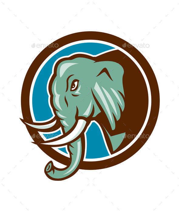 GraphicRiver Elephant Head Side Circle Cartoon 9855814 GraphicRiver Elephant Head Side Circle Cartoon 9855814