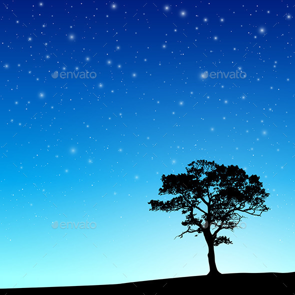 GraphicRiver Tree with Night Sky 9857176 GraphicRiver Tree with Night Sky 9857176