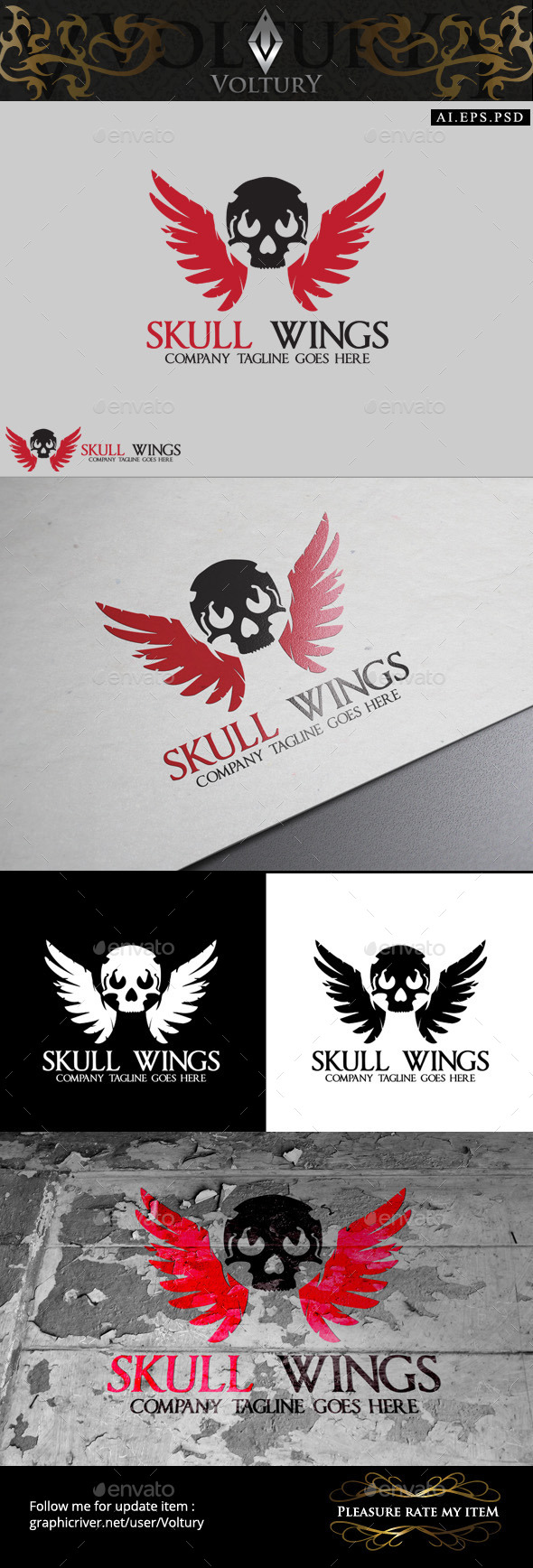 GraphicRiver Skull Wings Logo 9858367 GraphicRiver Skull Wings Logo 9858367
