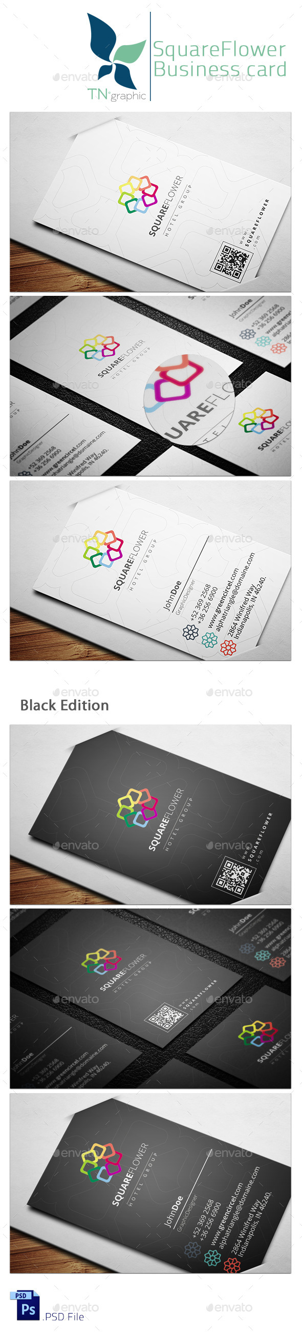 Square Flower Hotel Business Card Square Flower Hotel Business Card