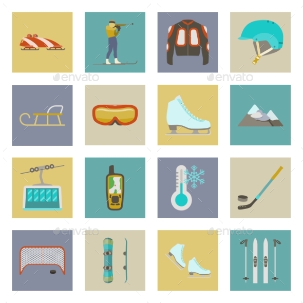 GraphicRiver Winter Sports Flat Icons Set 9859295 GraphicRiver Winter Sports Flat Icons Set 9859295
