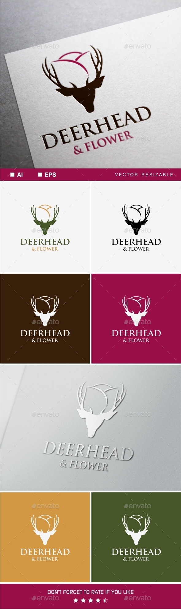 GraphicRiver Deer & Flower 9859524 GraphicRiver Deer & Flower 9859524
