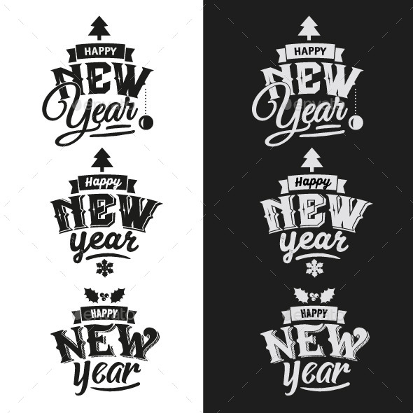 GraphicRiver 3 New Year Typographic Design Emblem Set 9861480 GraphicRiver 3 New Year Typographic Design Emblem Set 9861480