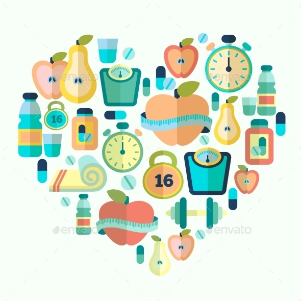 GraphicRiver Heart with Fitness Icons 9861645 GraphicRiver Heart with Fitness Icons 9861645