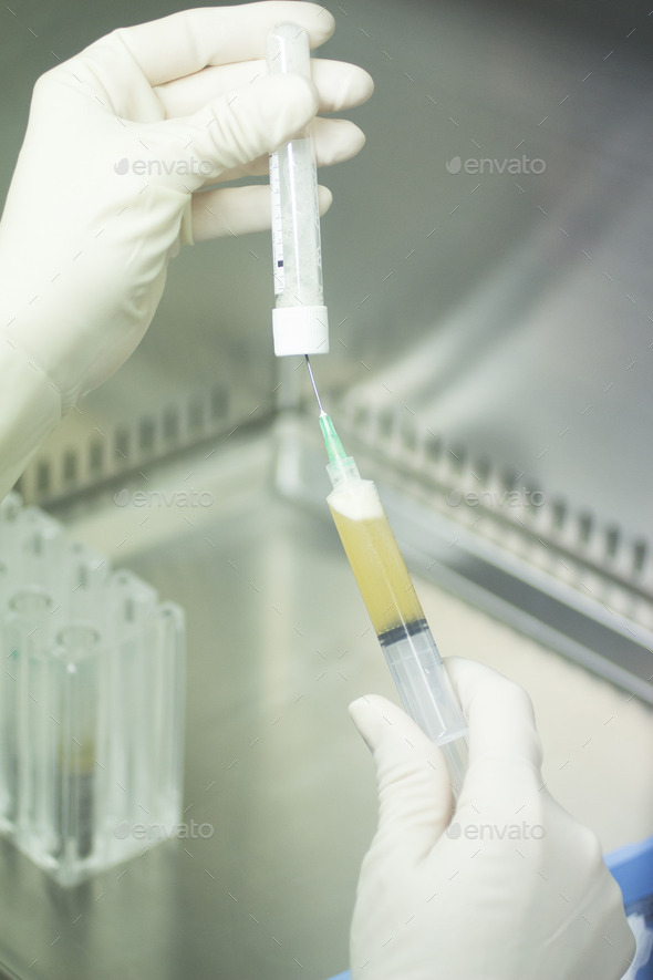 Laboratory technician prepares human growth factors (Misc) Photo Download