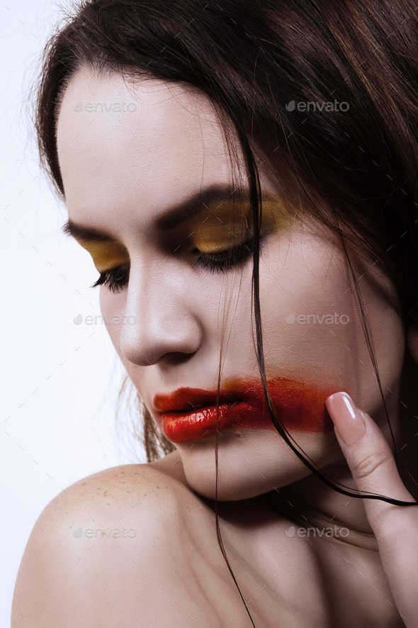 Woman With Smeared Lipstick (Misc) Photo Download