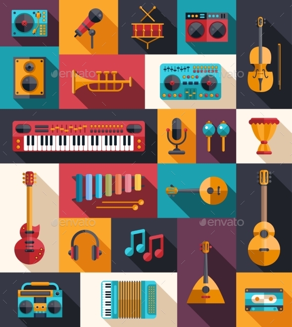 GraphicRiver Set of Modern Flat Musical Instrument Icons 9864812 GraphicRiver Set of Modern Flat Musical Instrument Icons 9864812