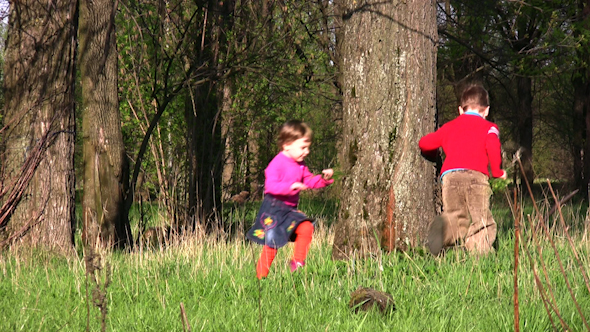 Children Run Around Tree Children Run Around Tree