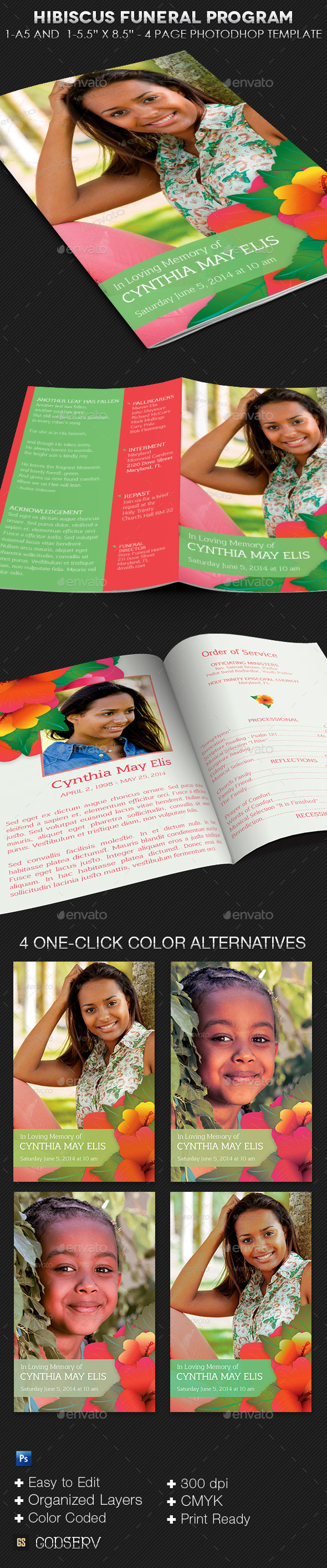 Hibiscus Funeral Program Template Hibiscus Funeral Program Template
