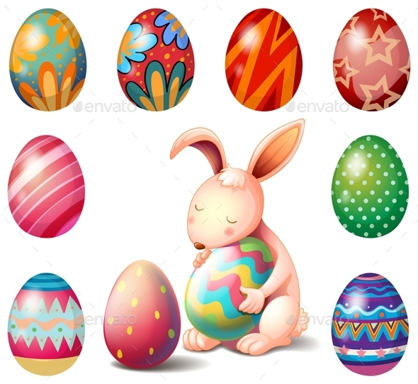 GraphicRiver Bunny Surrounded with Easter Eggs 9868764 GraphicRiver Bunny Surrounded with Easter Eggs 9868764