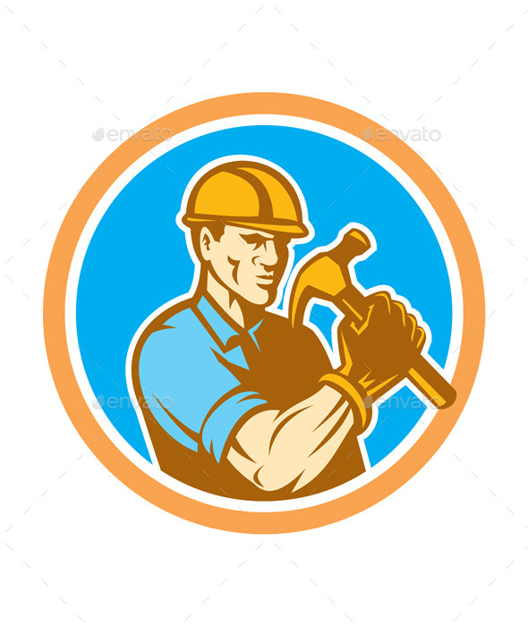 GraphicRiver Builder Carpenter Holding Hammer 9868780 GraphicRiver Builder Carpenter Holding Hammer 9868780