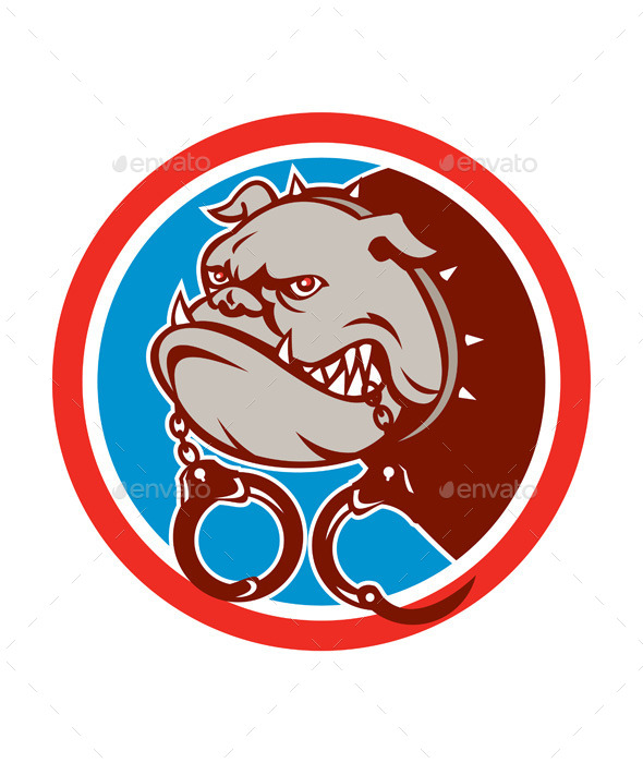 GraphicRiver Bulldog with Handcuffs Circle 9868807 GraphicRiver Bulldog with Handcuffs Circle 9868807