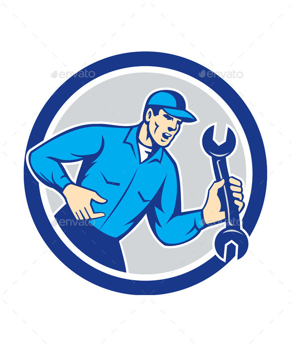 GraphicRiver Mechanic Shouting Holding Spanner Wrench 9868858 GraphicRiver Mechanic Shouting Holding Spanner Wrench 9868858