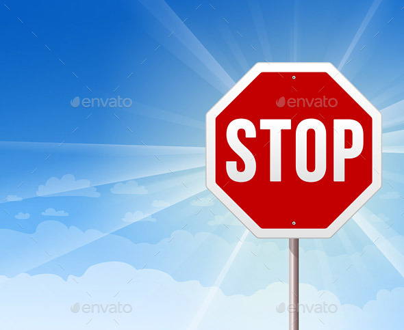 Stop Roadsign on Blue Sky Background Stop Roadsign on Blue Sky Background