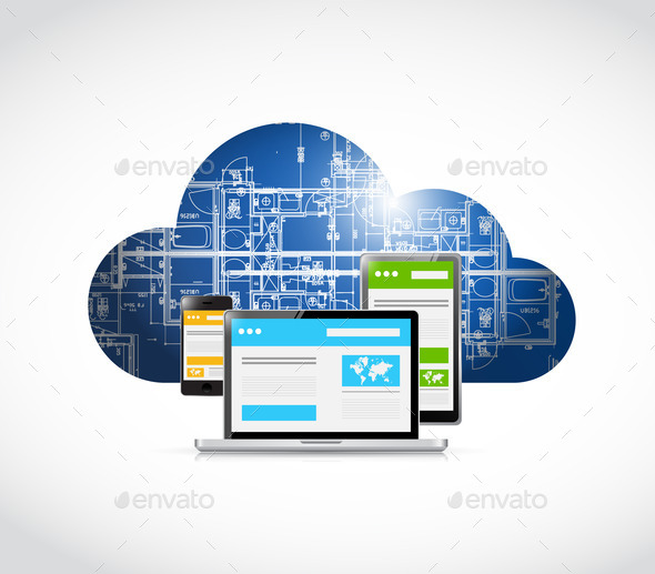 responsive web technology blueprint cloud (Misc) Photo Download