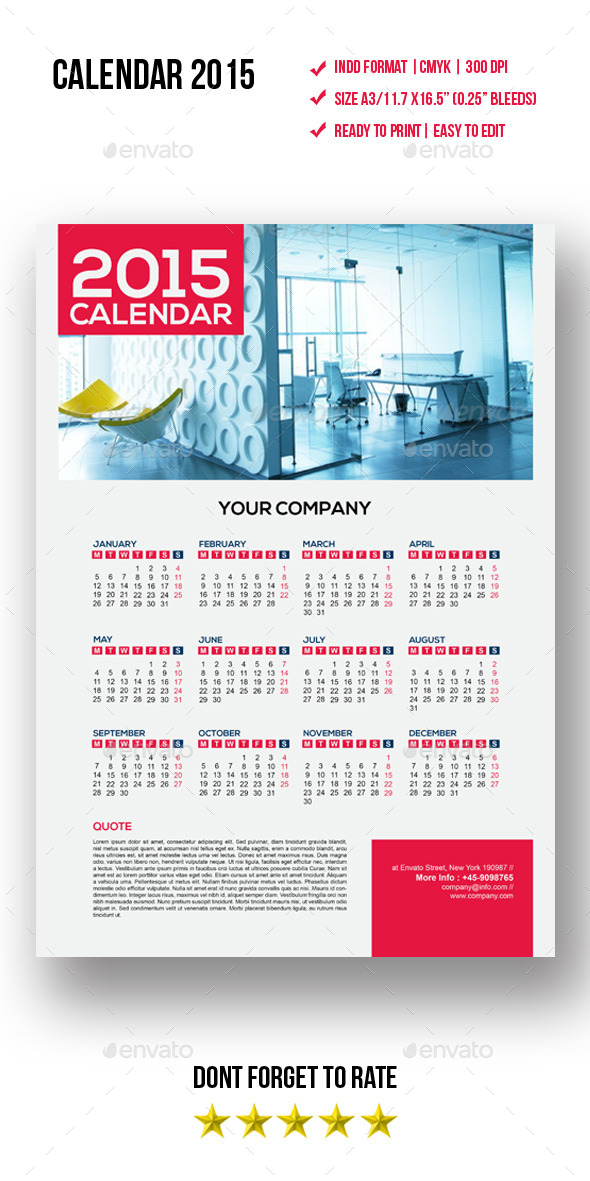 GraphicRiver Calendars Template 9870699 GraphicRiver Calendars Template 9870699