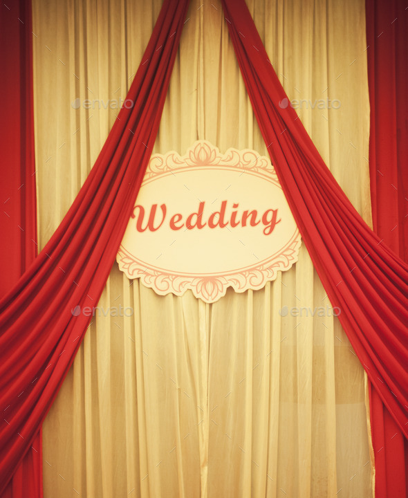 Chinese traditional red marriage banquet curtains with wedding s (Misc) Photo Download