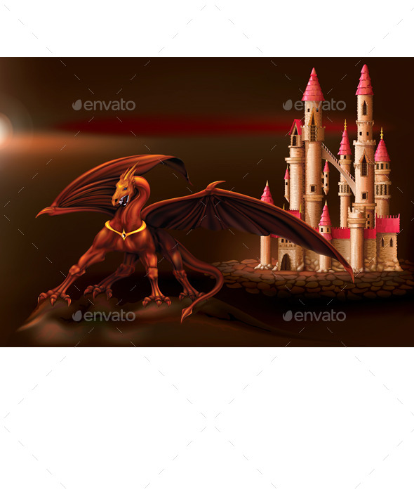 GraphicRiver Fantasy Castle and Dragon 9872733 GraphicRiver Fantasy Castle and Dragon 9872733