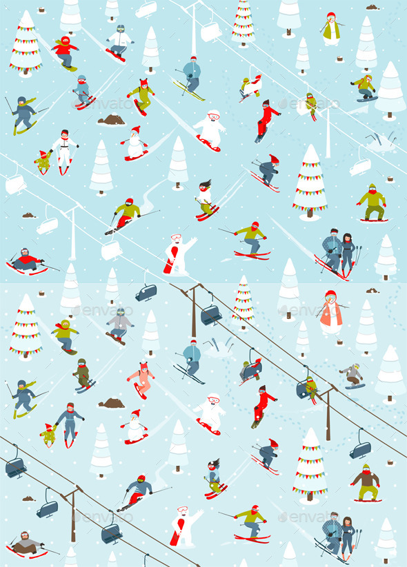 GraphicRiver Cartoon Mountain Ski Resort Seamless Pattern 9873414 GraphicRiver Cartoon Mountain Ski Resort Seamless Pattern 9873414