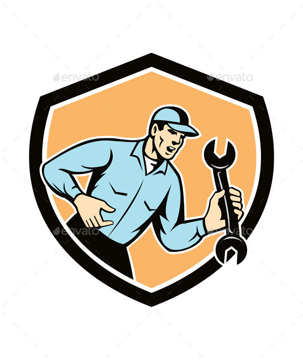 GraphicRiver Mechanic Shouting Holding Spanner Wrench 9877238 GraphicRiver Mechanic Shouting Holding Spanner Wrench 9877238