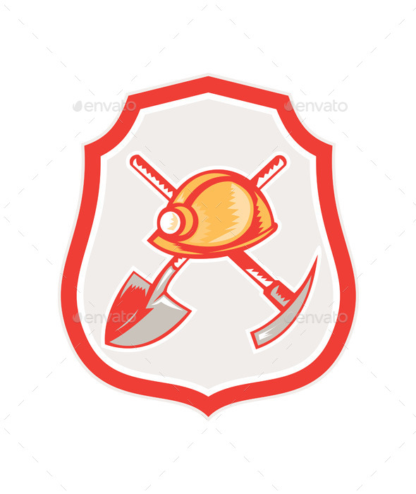 GraphicRiver Miner Hardhat Spade Pick Axe Shield 9877240 GraphicRiver Miner Hardhat Spade Pick Axe Shield 9877240
