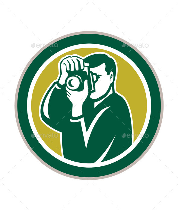 GraphicRiver Photographer Aiming Camera Retro Circle 9877278 GraphicRiver Photographer Aiming Camera Retro Circle 9877278