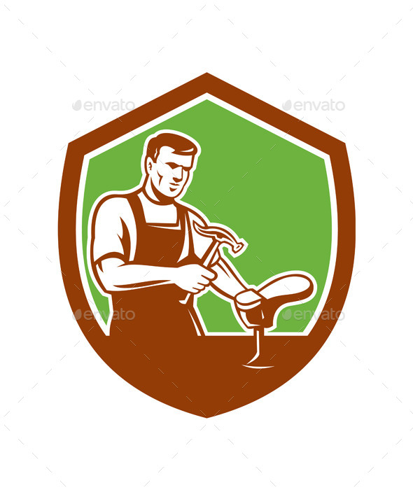 GraphicRiver Shoemaker with Hammer Shoe Retro Shield 9877283 GraphicRiver Shoemaker with Hammer Shoe Retro Shield 9877283