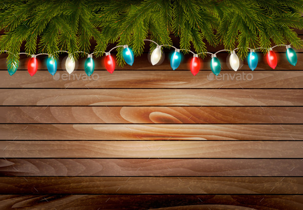 GraphicRiver Christmas Wooden Background with Branches 9894145 GraphicRiver Christmas Wooden Background with Branches 9894145