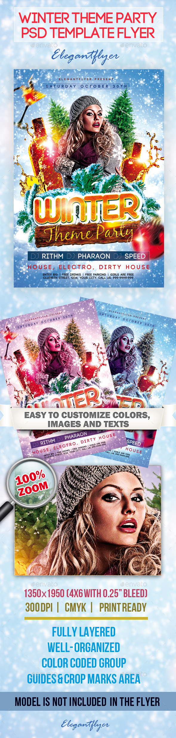 Winter Theme Party - Flyer PSD Template (Clubs & Parties)