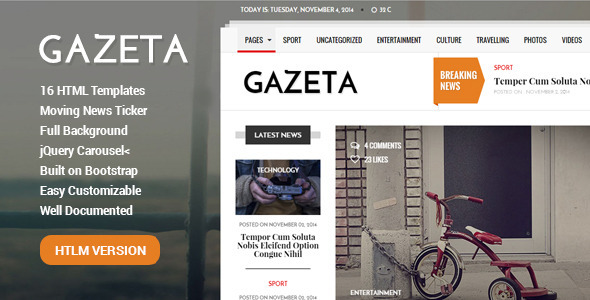 gazeta - responsive magazine & news template 