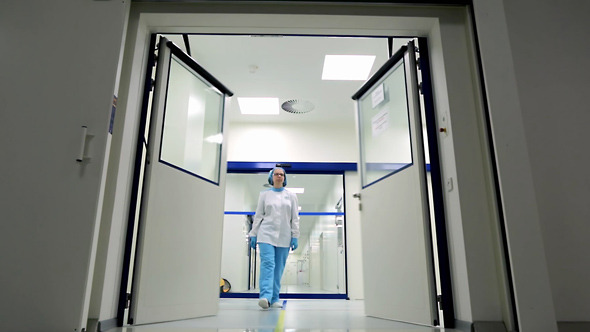 Automatic Door in a Hospital Medical Laboratory Automatic Door in a Hospital Medical Laboratory