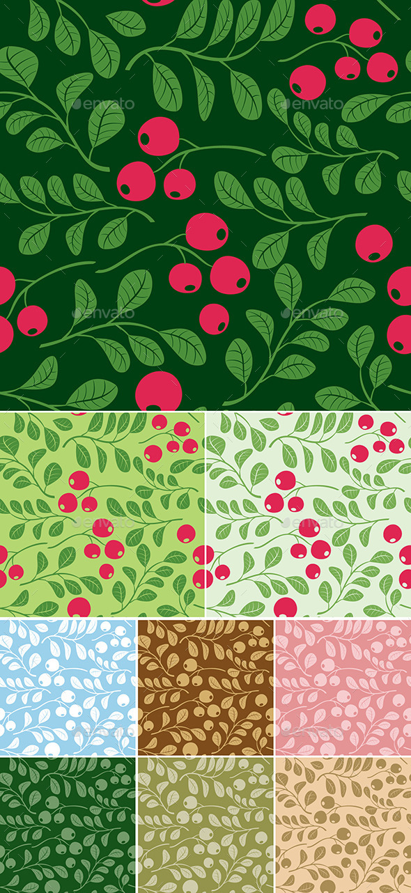 Floral Seamless Patterns with Berries (Patterns)